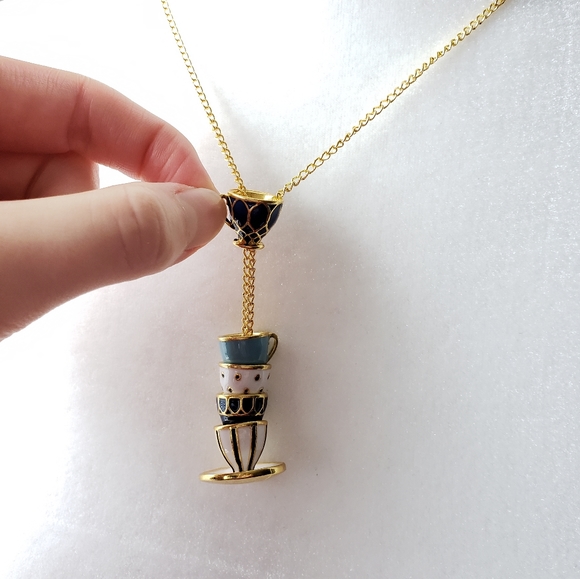 Mad Hatter tea cup stack necklace - Picture 7 of 7